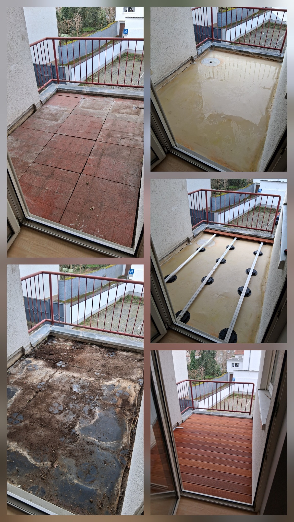 Balkon Sanierung mit Bankirai Holz Vorher Nachher in Bad König