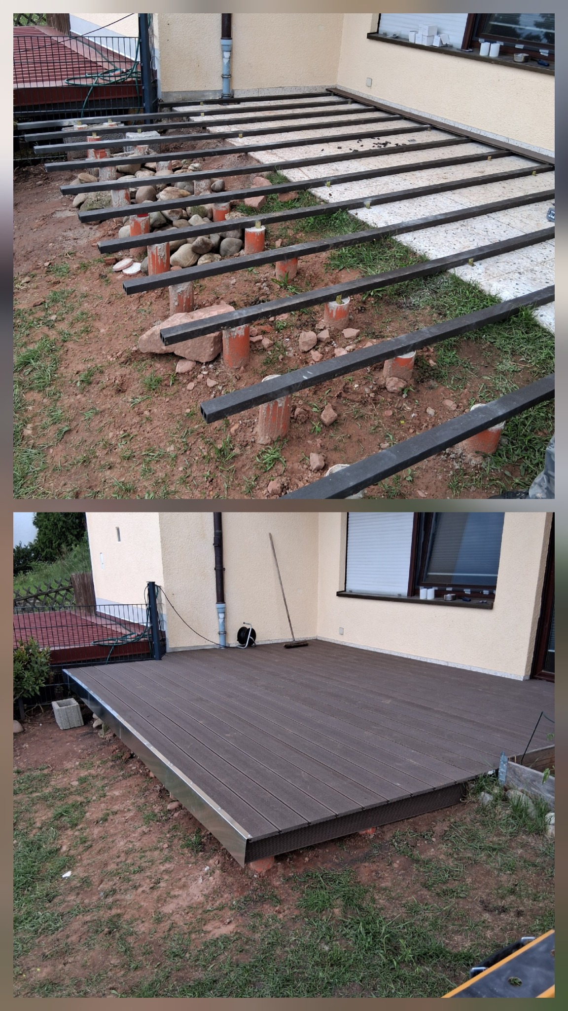 Terrasse mit WPC Dielen Vorher Nachher